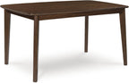 Signature Design by Ashley Allstream Mid-Century Modern Dining Table and Chairs Set with Cushioned Seat, Set of 5, Brown & Gray