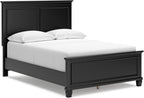 Signature Design by Ashley Lanolee Transitional Full Panel Bed with Tapered Feet, Foundation or Box Spring Needed, Black