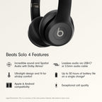 Beats Solo 4 - Wireless On-Ear Bluetooth Headphones, Up to 50-Hour Battery Life, Ultra-Lightweight Comfort, Powerful and Balanced Sound, Apple & Android Compatible - Matte Black