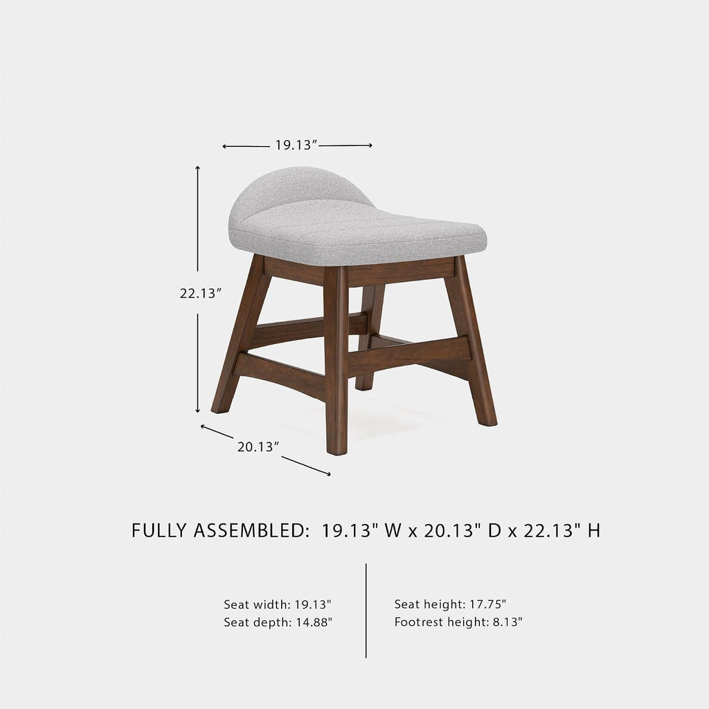 Signature Design by Ashley Lyncott Casual Upholstered Armless Home Office Desk Chair with Backless Design, Light Gray & Light Brown