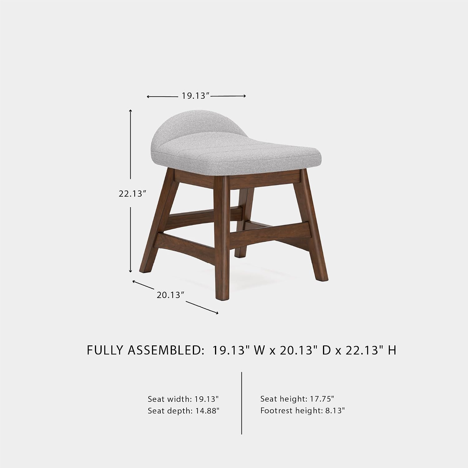 Signature Design by Ashley Lyncott Casual Upholstered Armless Home Office Desk Chair with Backless Design, Light Gray & Light Brown