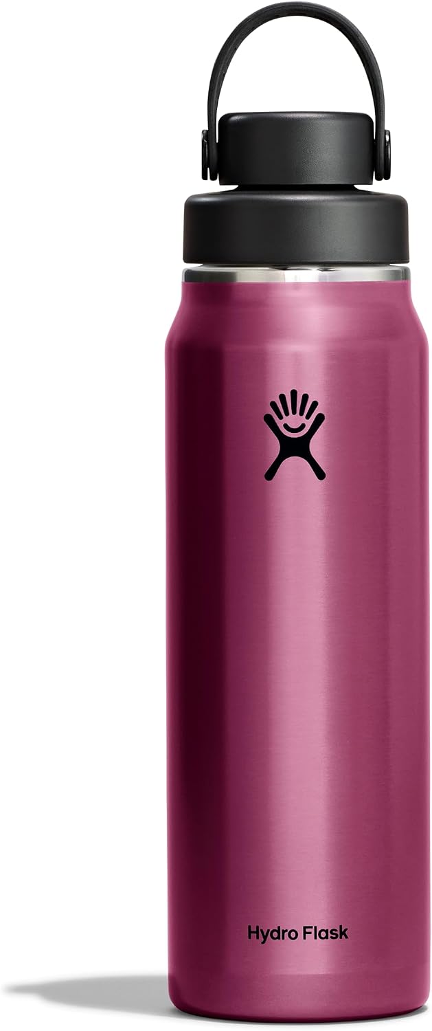 Hydro Flask Lightweight Wide Flex Chug Cap - Insulated Stainless Steel Water Bottle 32 Oz Garnet Red