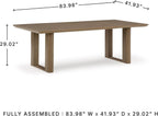 Signature Design by Ashley Serene Bay Outdoor Dining Table, Rust-Resistant Aluminum with Wood-Look Finish, 84-Inch Rectangular Patio Table with Umbrella Hole, Dark Brown