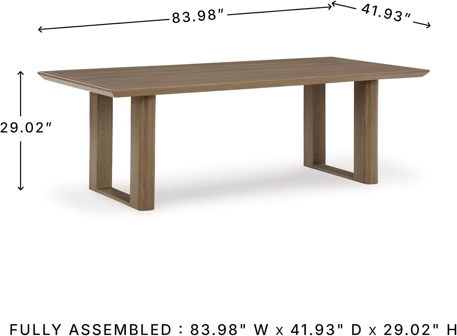Signature Design by Ashley Serene Bay Outdoor Dining Table, Rust-Resistant Aluminum with Wood-Look Finish, 84-Inch Rectangular Patio Table with Umbrella Hole, Dark Brown