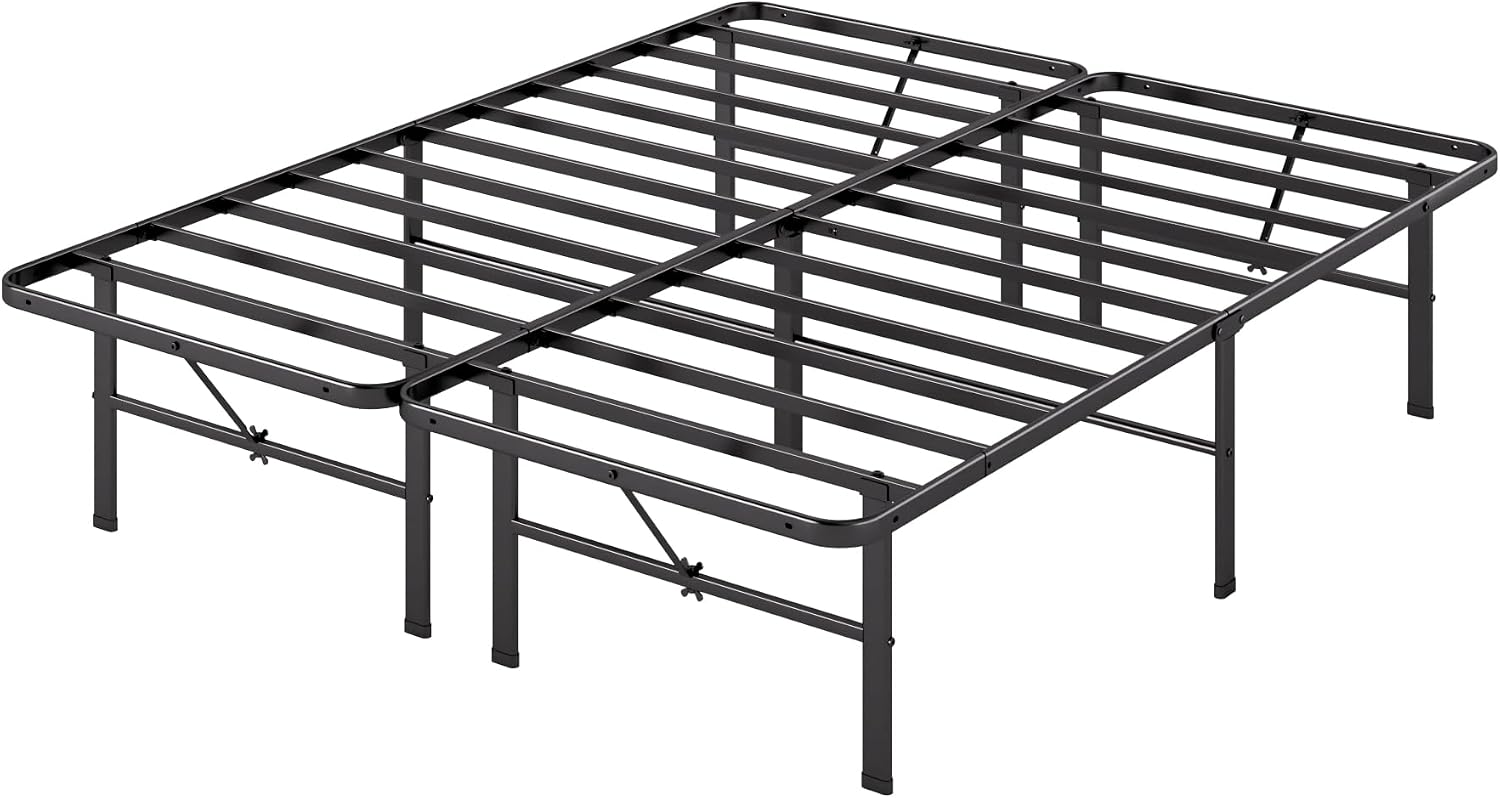 Zinus Rumi 14in Queen Metal Bed Frame, Quick Assembly SmartBase® Mattress Foundation, Heavy Duty Sturdy Steel with No Box Spring Needed, Eco-Friendly Packaging, Black