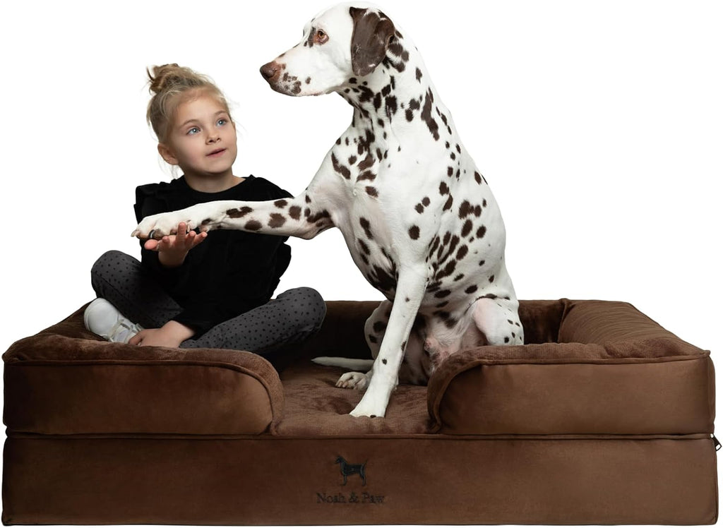NOAH & PAW Giant Dog Bed XXL, 55x45x11 Inch, Orthopedic Dog Beds, Eggshell Memory Foam Infused with Cooling Gel, Inner Cover, Water Resistant, Machine Washable (Velvet Sofa Collection)