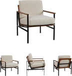 Signature Design by Ashley Tilden Mid-Century Modern Accent Chair, Ivory & Black