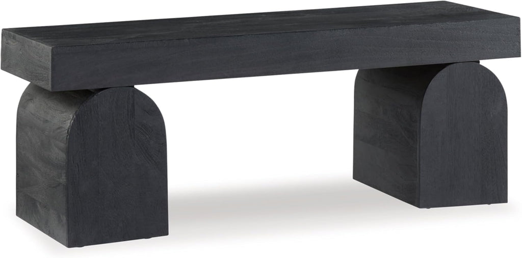 Signature Design by Ashley Holgrove Contemporary Accent Bench with Oversized Legs and for Living-Room, Home-Office or Entryway Use, Black