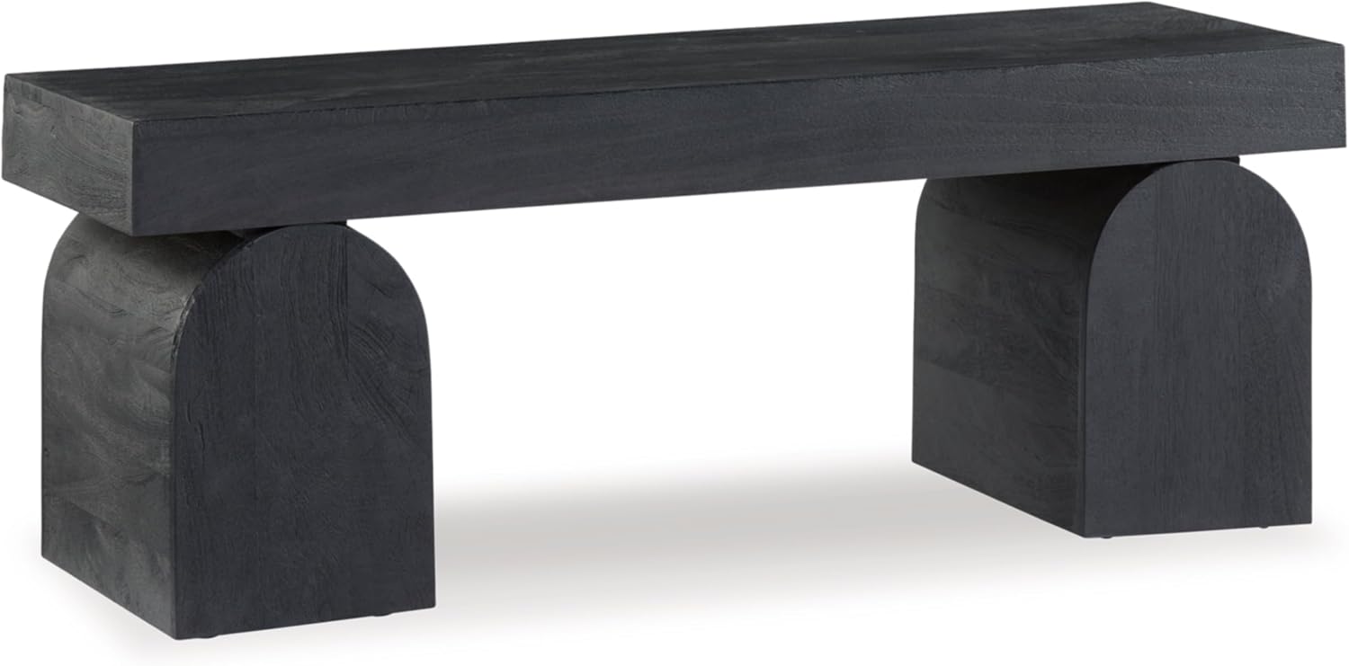 Signature Design by Ashley Holgrove Contemporary Accent Bench with Oversized Legs and for Living-Room, Home-Office or Entryway Use, Black