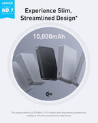 Anker MagGo Power Bank, Slim 10,000mAh Magnetic Battery Pack, Qi2 Certified 15W Ultra-Fast MagSafe Compatible Portable Charger, Ergonomic Design, for iPhone 12/13/14/15/16 Series, and More
