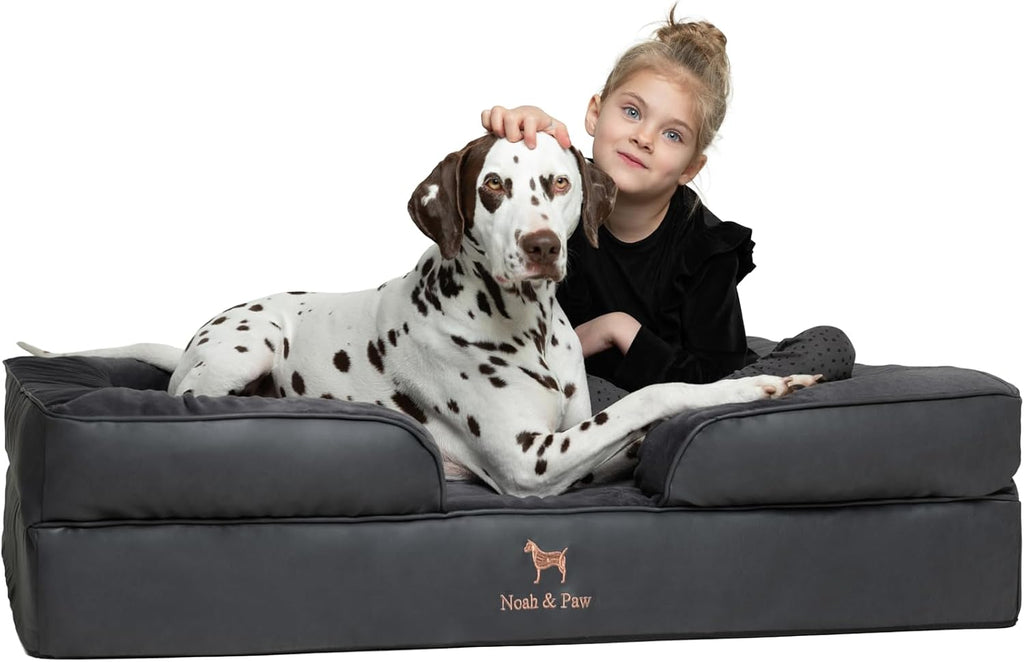 NOAH & PAW Giant Dog Bed XXL, 55x45x11 Inch, Orthopedic Dog Beds, Eggshell Memory Foam Infused with Cooling Gel, Inner Cover, Water Resistant, Machine Washable (Velvet Sofa Collection)