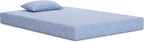 Signature Design by Ashley Full Size iKidz 7 Inch Firm Gel Memory Foam Mattress with Stretch Knit Cover & Pillow Included, Blue Ocean, Fiberglass-Free, Mattress in A Box