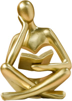 UTTCMK Bookshelf Decor Thinker Statue - Abstract Art Reading Thinker Sculpture Figurine Aesthetic, Modern Home Decoration for Living Room Office Shelves Coffee Table Desk Decor(Beige)