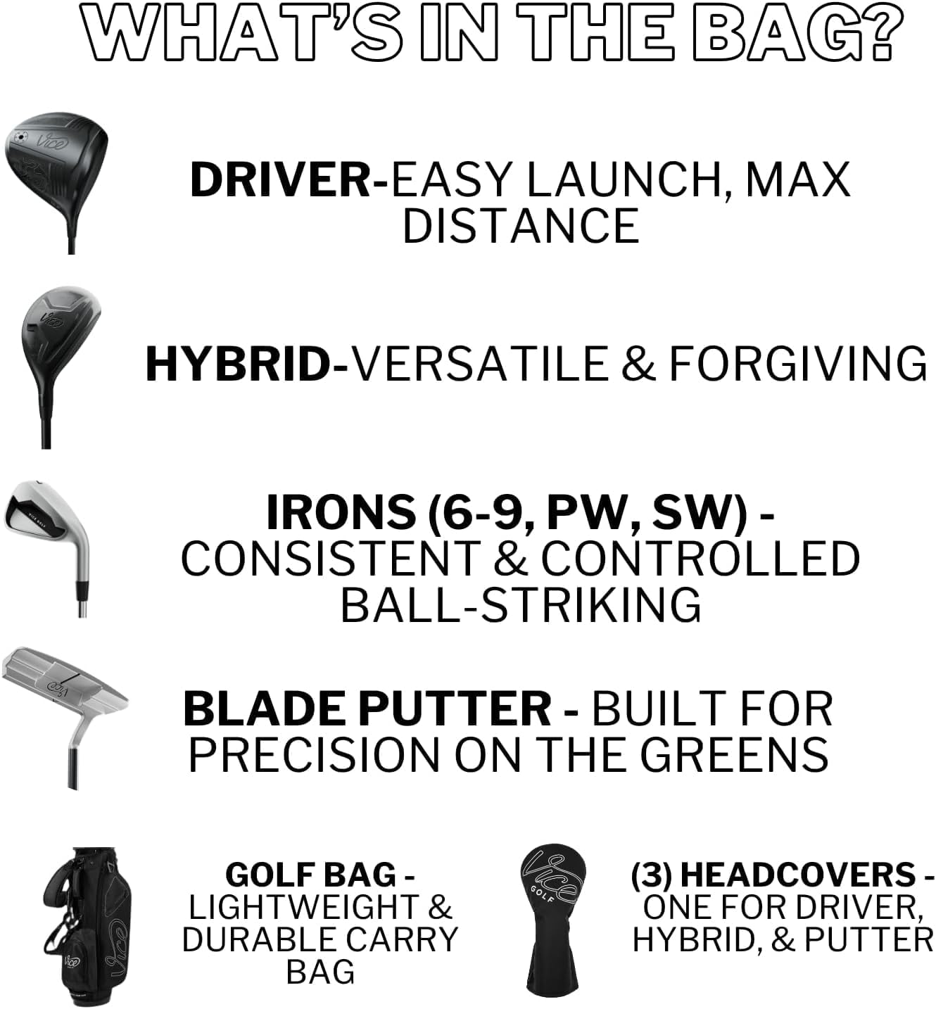 Vice Golf Women's Boost Complete Club Set with Golf Bag (Right Hand)
