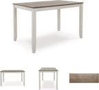 Signature Design by Ashley Skempton 7-Piece Counter Height Dining Table Set for 6, Solid Wood Frames and Acacia Veneer, Cushioned Bar Stools, White and Light Brown
