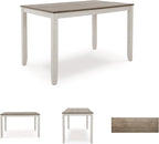 Signature Design by Ashley Skempton 7-Piece Counter Height Dining Table Set for 6, Solid Wood Frames and Acacia Veneer, Cushioned Bar Stools, White and Light Brown