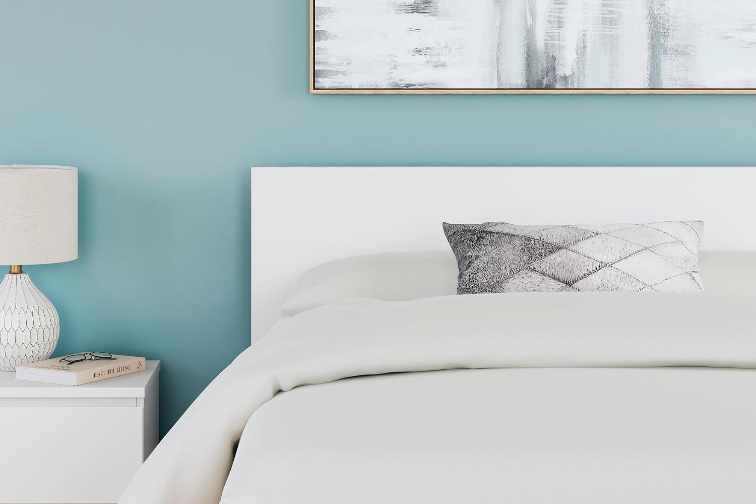 Signature Design by Ashley Onita White Full Size Headboard Only, Contemporary Minimalist Design, Engineered Wood Bed Frame Mount, Ideal for Youth and Guest Beds
