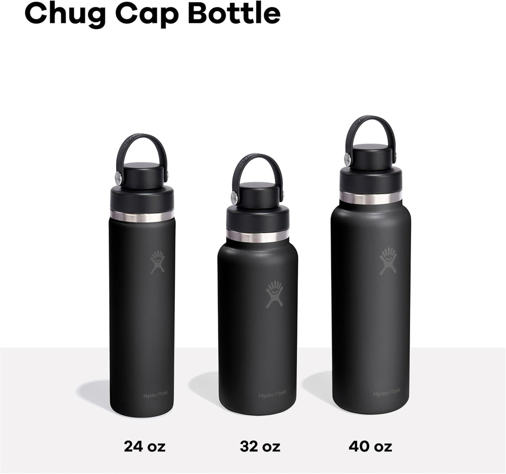 Hydro Flask Water Bottle - Insulated Stainless Steel - Wide Mouth Flex Chug Lid, Non Spill, Leakproof in 32 Oz Tonal White
