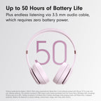 Beats Solo 4 - Wireless On-Ear Bluetooth Headphones, Up to 50-Hour Battery Life, Ultra-Lightweight Comfort, Powerful and Balanced Sound, Apple & Android Compatible - Cloud Pink