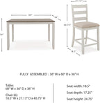 Signature Design by Ashley Skempton 7-Piece Counter Height Dining Table Set for 6, Solid Wood Frames and Acacia Veneer, Cushioned Bar Stools, White and Light Brown