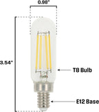 Westinghouse Lighting 5335000 5 Watt (60 Watt Equivalent) T8 Dimmable Clear Filament LED Light Bulb, Candelabra Base
