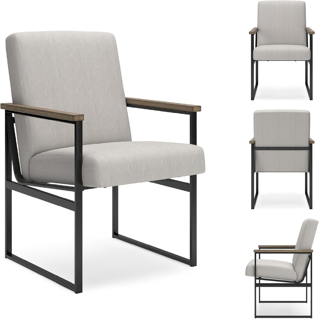 Signature Design by Ashley Montia Modern Home Office Desk Chair with Cushion, Beige & Light Brown