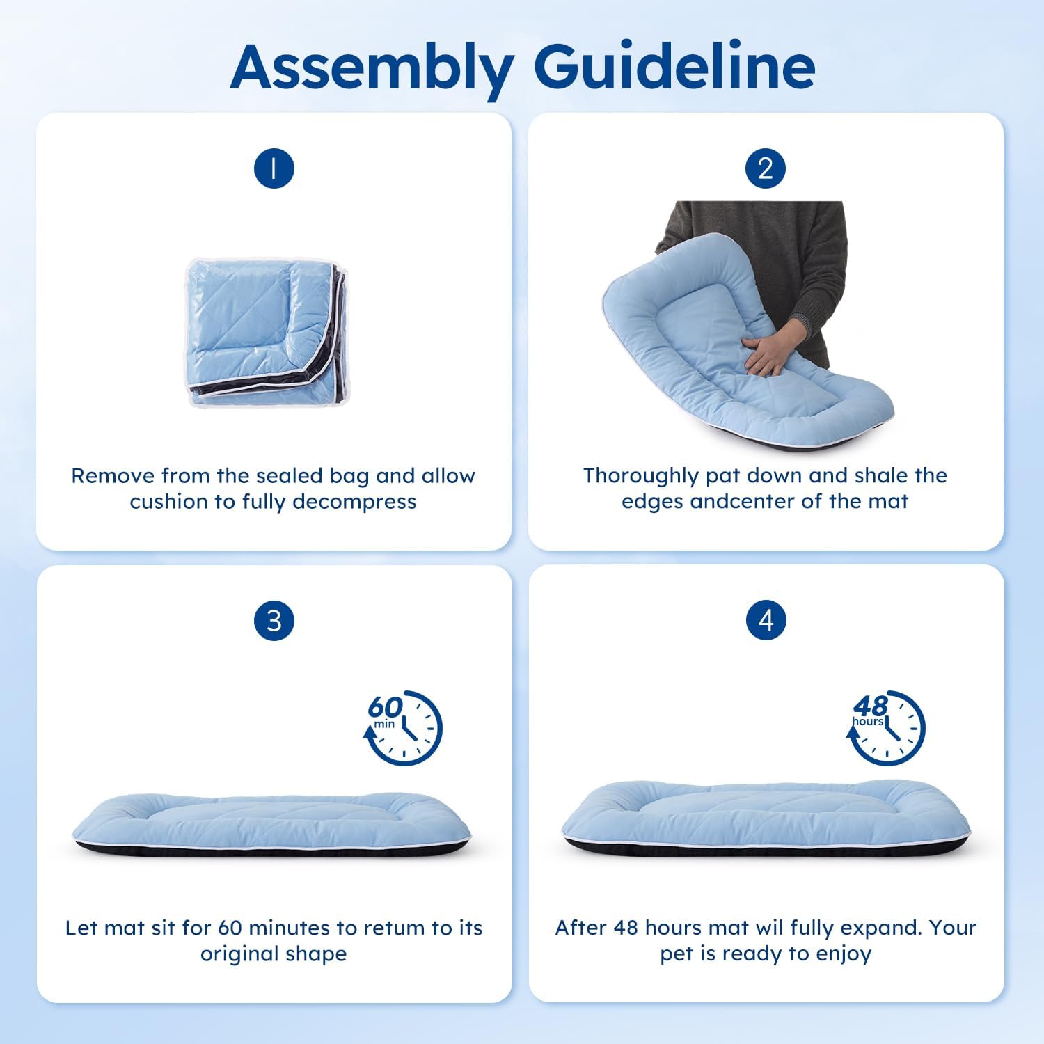 ZOMISA Cooling Dog Bed Q-MAX >0.5, Cooling Crate Mat for Extra Large Dogs, Cold Kennel Pad with Chill Breathable Washable Fabric for Summer, 41x27x2'', Blue