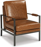 Signature Design by Ashley Peacemaker Mid-Century Modern Faux Leather Accent Chair, Brown