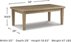 Signature Design by Ashley Gerianne Outdoor Coffee Table, Eucalyptus Wood With 5‑Step Protective Finish & Slatted Top for Rain Shedding, Durable for Outside Patio Use, Brown