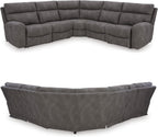 Signature Design by Ashley Contemporary Next-Gen DuraPella L-Shape Symmetrical Faux Leather 5-Piece Power Reclining Sectional with Adjustable Headrest and USB Charging Ports, Gray