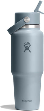 Hydro Flask Travel Water Bottle - Insulated Stainless Steel - Wide Straw Lid, Non Spill, Leakproof in 32 Oz Shale Gray