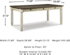 Signature Design by Ashley Bolanburg Dining Table, 2-Tone Farmhouse Style With 6 Built-In Storage Drawers, Wood & Engineered Wood Construction, Seats Up To 6, White/Brown