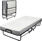 Milliard Deluxe Diplomat Folding Bed with Mattress for Adults, Twin Size, Portable Foldable Bed with Luxurious Memory Foam Mattress & Super Strong Frame, 75” x 38", Fold Up, Roll Away, & Hideaway
