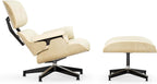 Luxury Top Black Grain Leather Mid Century Chaise Lounge Chair with Ottoman, Premium Handcrafted Walnut Wood, Ergonomic Modern Accent Chair for Living Room Office