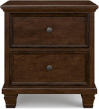 Signature Design by Ashley Danabrin Classic 2 Drawer Nightstand for Bedroom, 26.63" Tall, Dark Brown