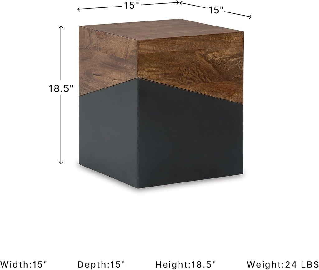 Signature Design by Ashley Trailbend Eclectic Accent End Table, Brown & Gunmetal