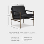 Signature Design by Ashley Puckman Leather Accent Chair, Modern Metal Frame Lounge Seating for Living Rooms, Black, 29" W