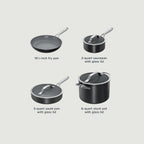 Ninja Ceramic Pro 7-Piece Cookware Set, Non-Stick Pots & Pans Set with Glass Lids, Nontoxic, PTFE Free, Ceramic Coated, Oven Safe, All Stovetops & Induction Compatible, Black, CW39007BK
