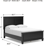 Signature Design by Ashley Lanolee Transitional Full Panel Bed with Tapered Feet, Foundation or Box Spring Needed, Black