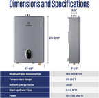 Westinghouse Smart Tankless Water Heater Gas Indoor, 7.9 GPM 180,000 BTU Whole Home Natural Gas Heater, WiFi App Control, ±1°F Temperature Stability, Non-Condensing for 3-5 Fixtures