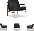 Signature Design by Ashley Puckman Leather Accent Chair, Modern Metal Frame Lounge Seating for Living Rooms, Black, 29" W