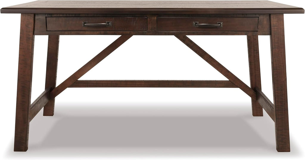 Signature Design by Ashley Baldridge Home Office Desk With Drawers, Rustic Industrial,Wood Construction, Smooth-Gliding Storage for Workspaces, Ideal for Home Offices, Brown