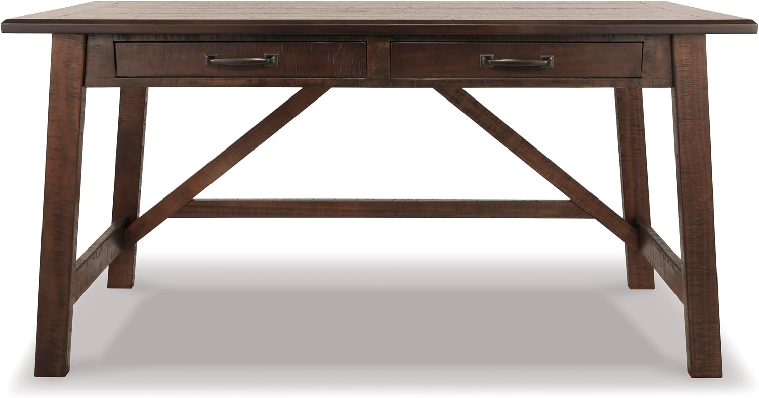 Signature Design by Ashley Baldridge Home Office Desk With Drawers, Rustic Industrial,Wood Construction, Smooth-Gliding Storage for Workspaces, Ideal for Home Offices, Brown