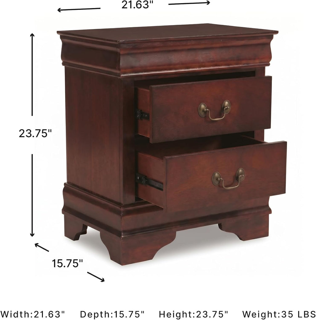 Signature Design by Ashley Alisdair Traditional 2 Drawer Nightstand, 23.75" Tall, Dark Brown