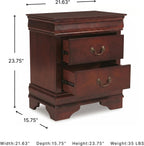 Signature Design by Ashley Alisdair Traditional 2 Drawer Nightstand, 23.75" Tall, Dark Brown