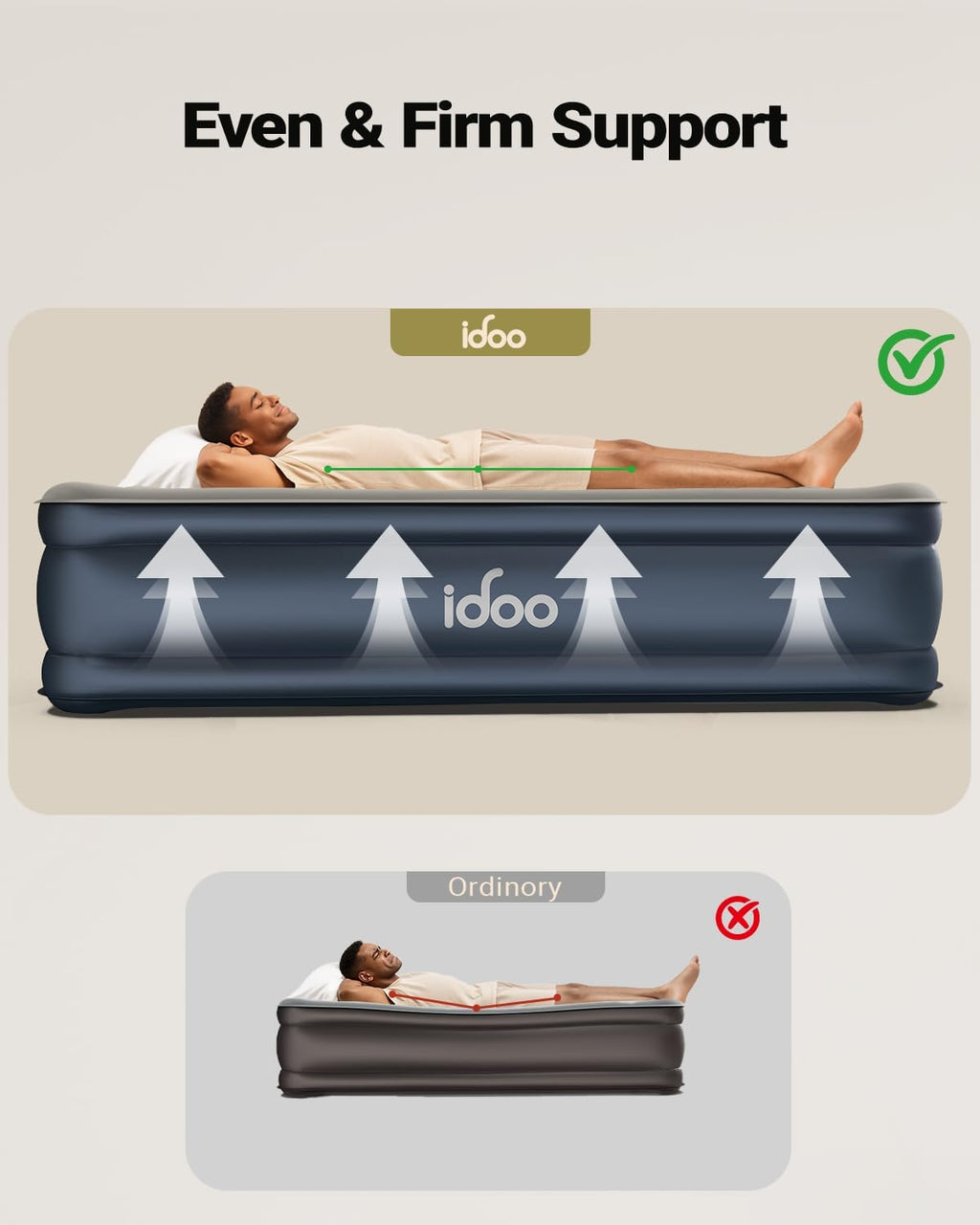 iDOO Twin XL Air Mattress Built in Pump, Upgraded Inflatable Blow up Mattress, 2-Min Twin Size Air Mattress for Home Guest, 80'' Extra Long Air Bed with Carry Bag, Colchon Inflable