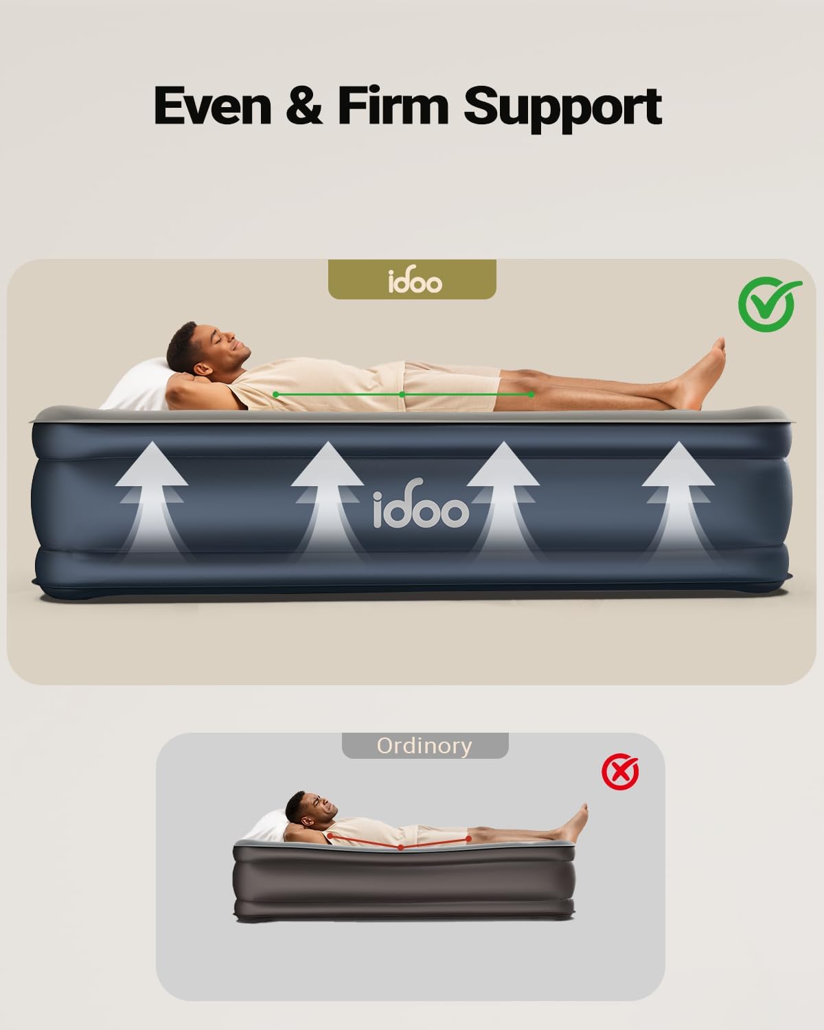 iDOO Twin XL Air Mattress Built in Pump, Upgraded Inflatable Blow up Mattress, 2-Min Twin Size Air Mattress for Home Guest, 80'' Extra Long Air Bed with Carry Bag, Colchon Inflable