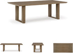 Signature Design by Ashley Serene Bay Outdoor Dining Table, Rust-Resistant Aluminum with Wood-Look Finish, 84-Inch Rectangular Patio Table with Umbrella Hole, Dark Brown