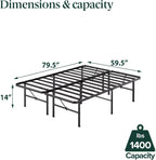 Zinus Rumi 14in Queen Metal Bed Frame, Quick Assembly SmartBase® Mattress Foundation, Heavy Duty Sturdy Steel with No Box Spring Needed, Eco-Friendly Packaging, Black