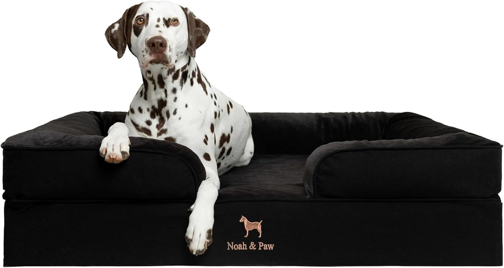 NOAH & PAW Giant Dog Bed XXL, 55x45x11 Inch, Orthopedic Dog Beds, Eggshell Memory Foam Infused with Cooling Gel, Inner Cover, Water Resistant, Machine Washable (Velvet Sofa Collection)